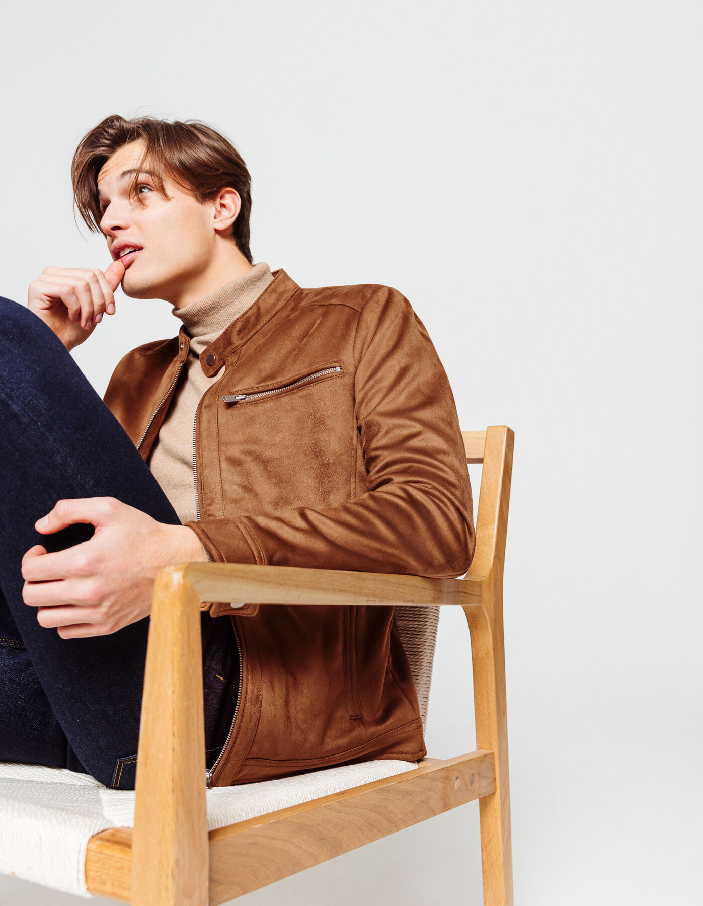 Blouson zippé suédine