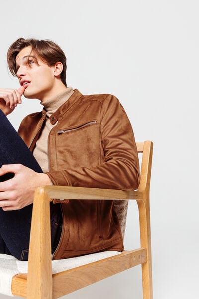 Blouson zippé suédine