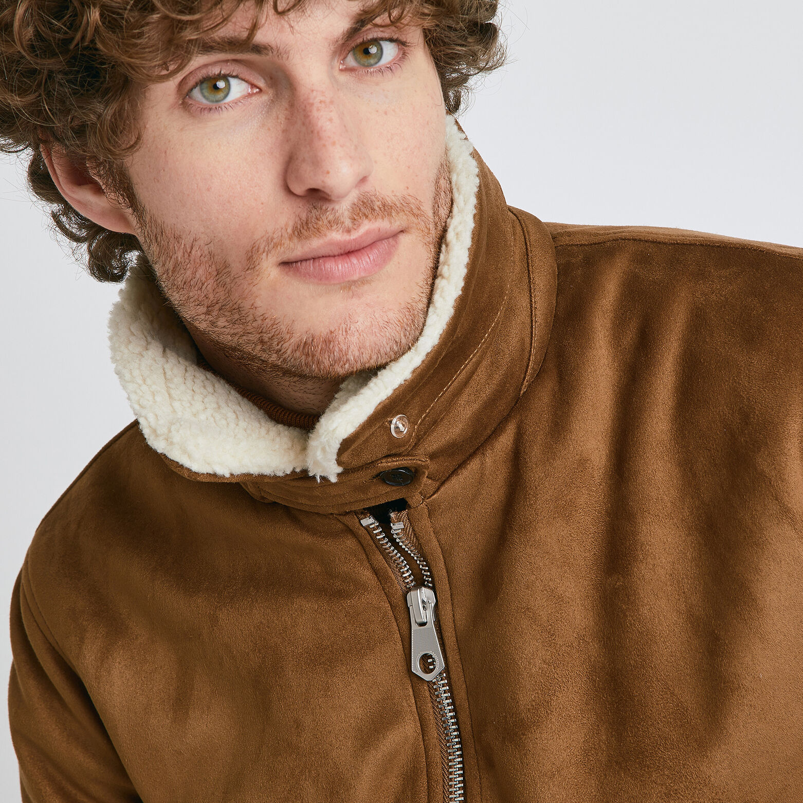 Bombardier faux mouton col amovible