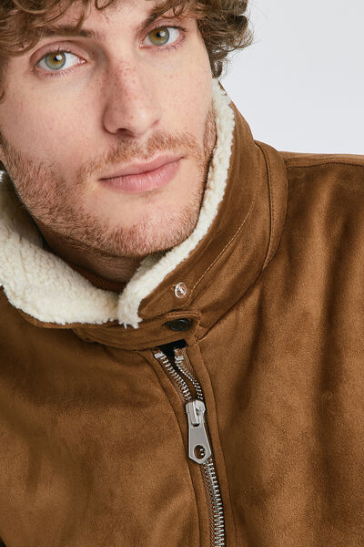 Bombardier faux mouton col amovible
