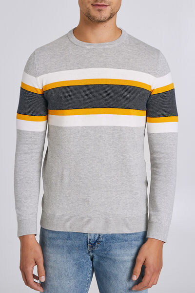 Pull col rond tricolore