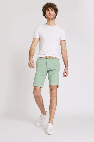 Bermuda chino uni avec ceinture