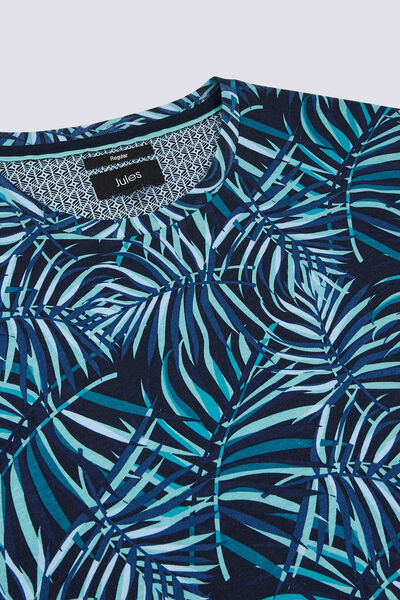 Tee shirt col rond motif feuillage