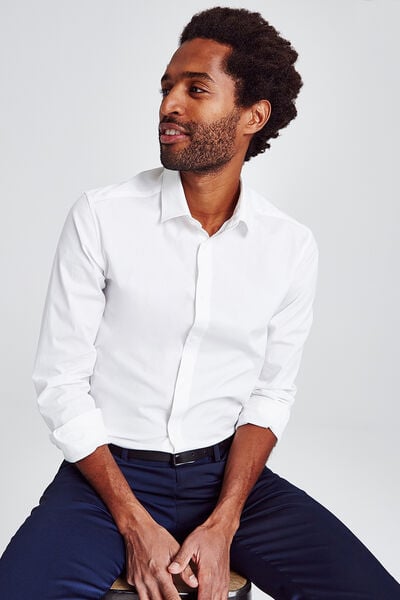 Chemise slim en popeline stretch