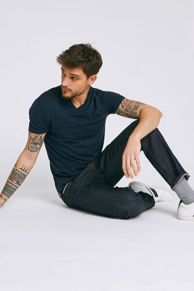 Tee-shirt uni col V slim