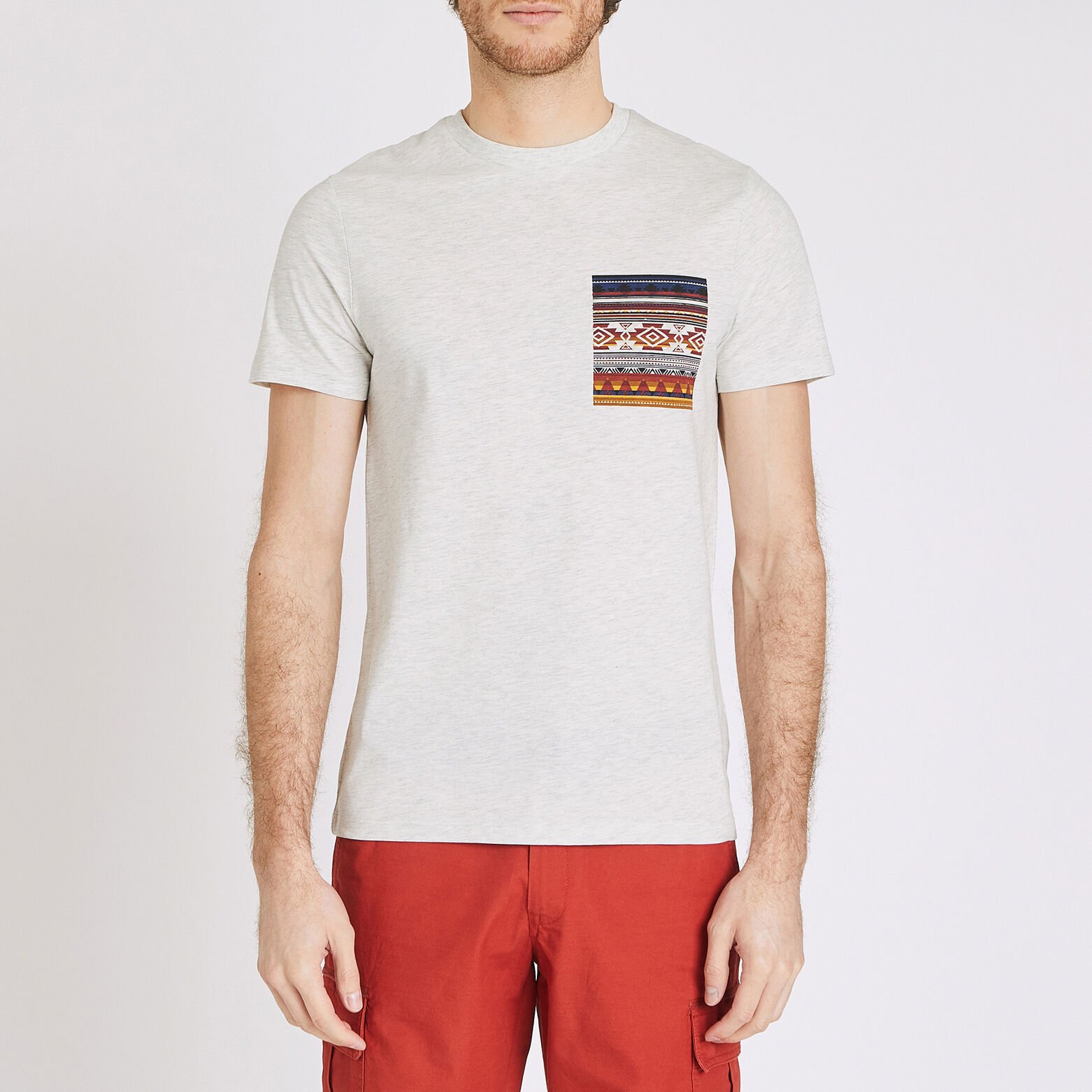 Tee shirt à col rond poche imprimée