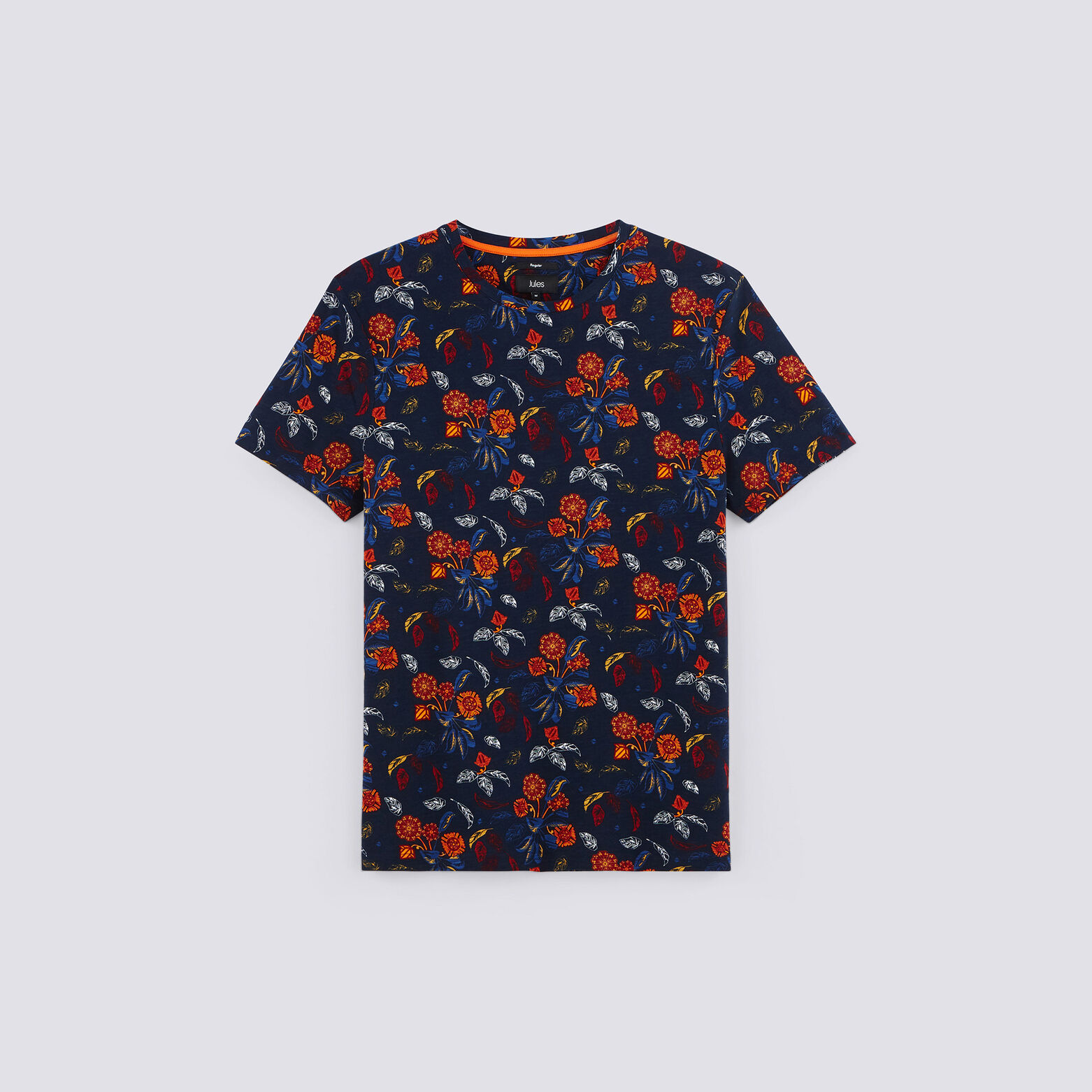 Tee shirt col rond motif feuri