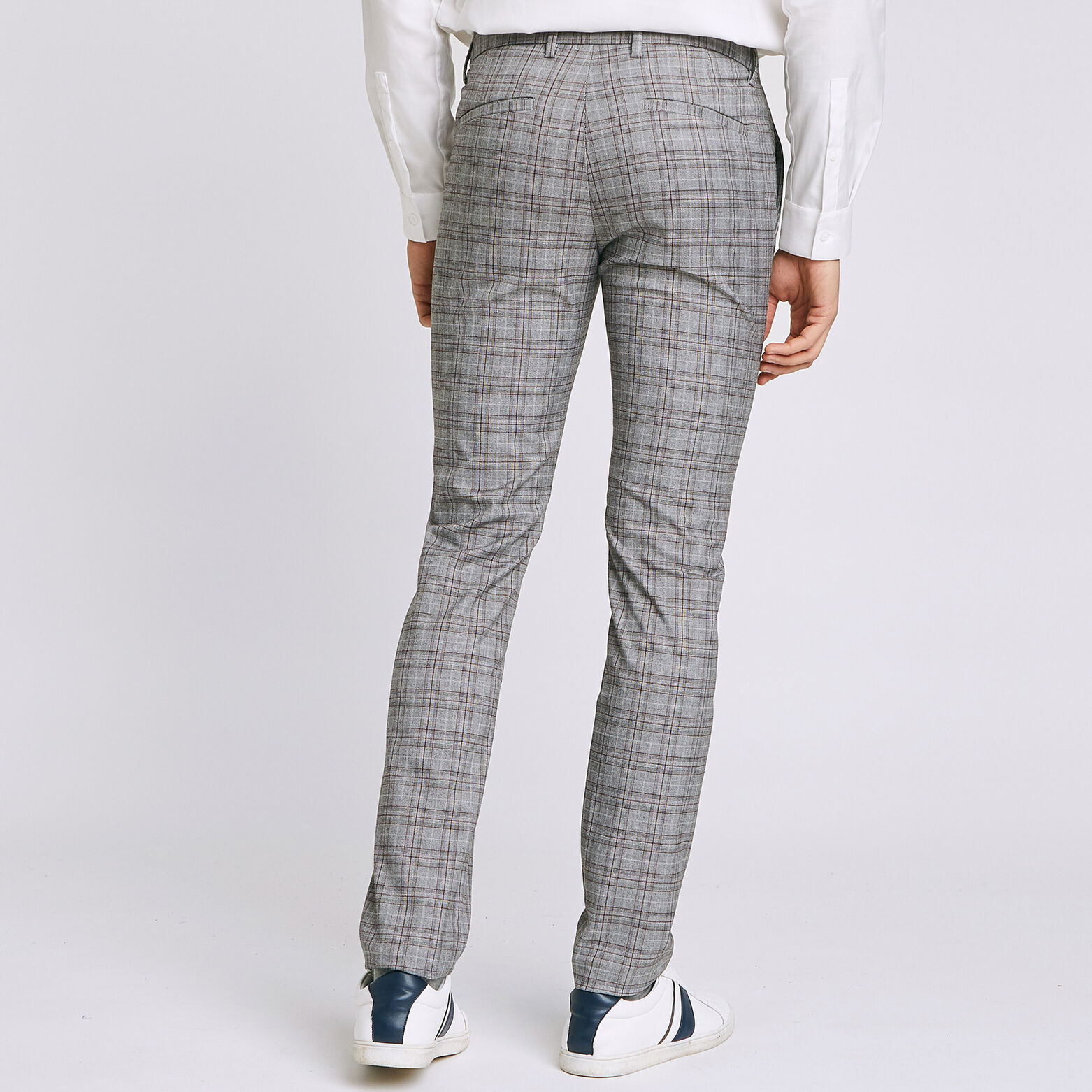 Pantalon chino slim à carreaux chiné