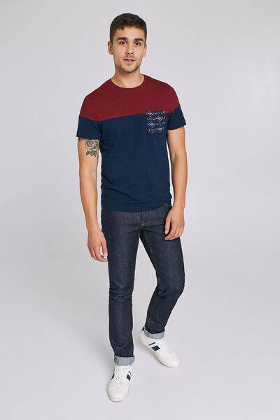 Tee shirt colorblock poche imprimée