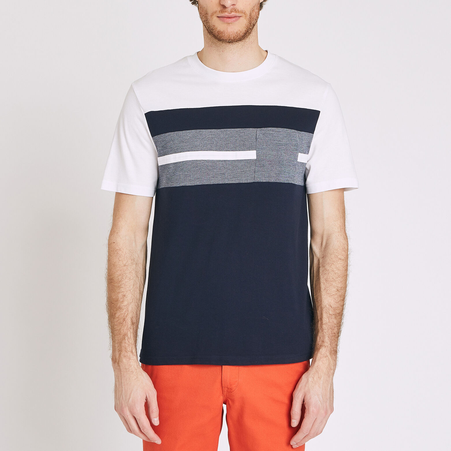 Tee shirt col rond tricolore