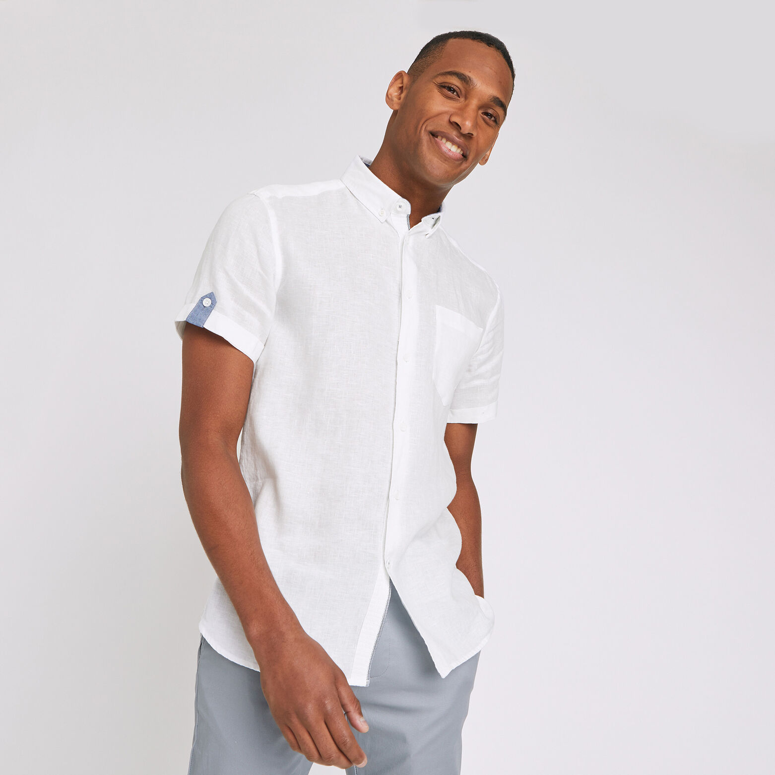 Chemise manches courtes regular lin