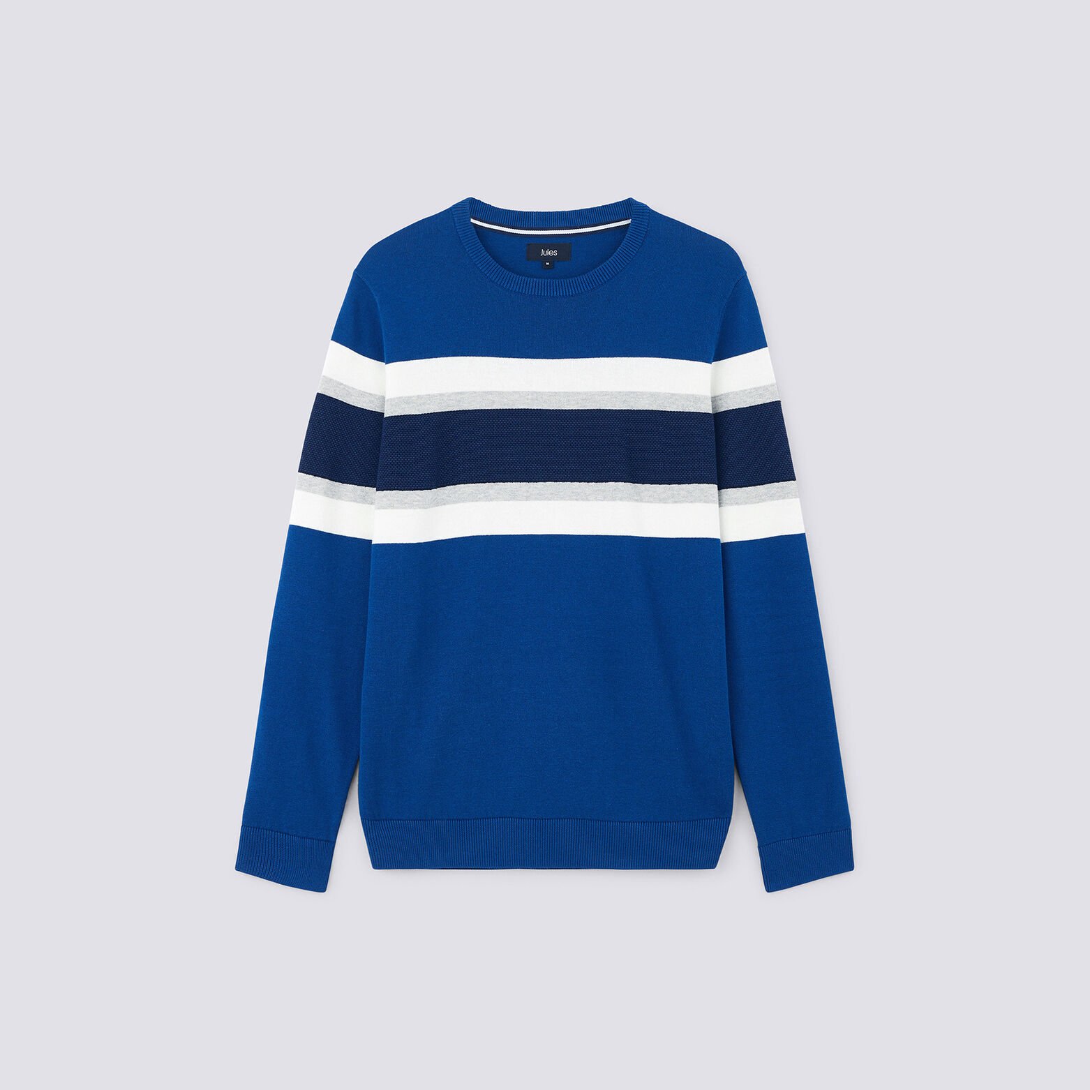 Pull col rond tricolore