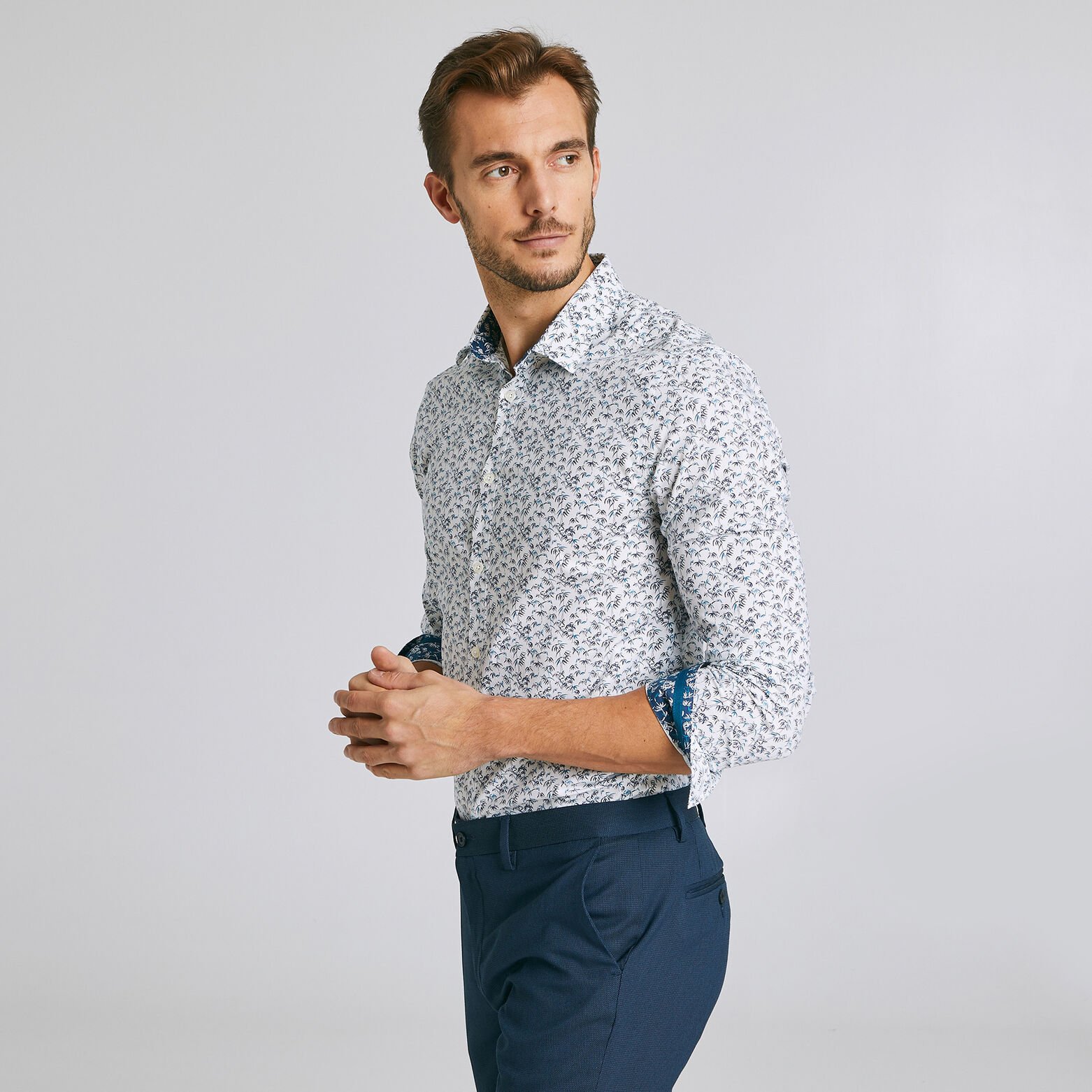 Chemise  en popeline stretch coupe ajustée