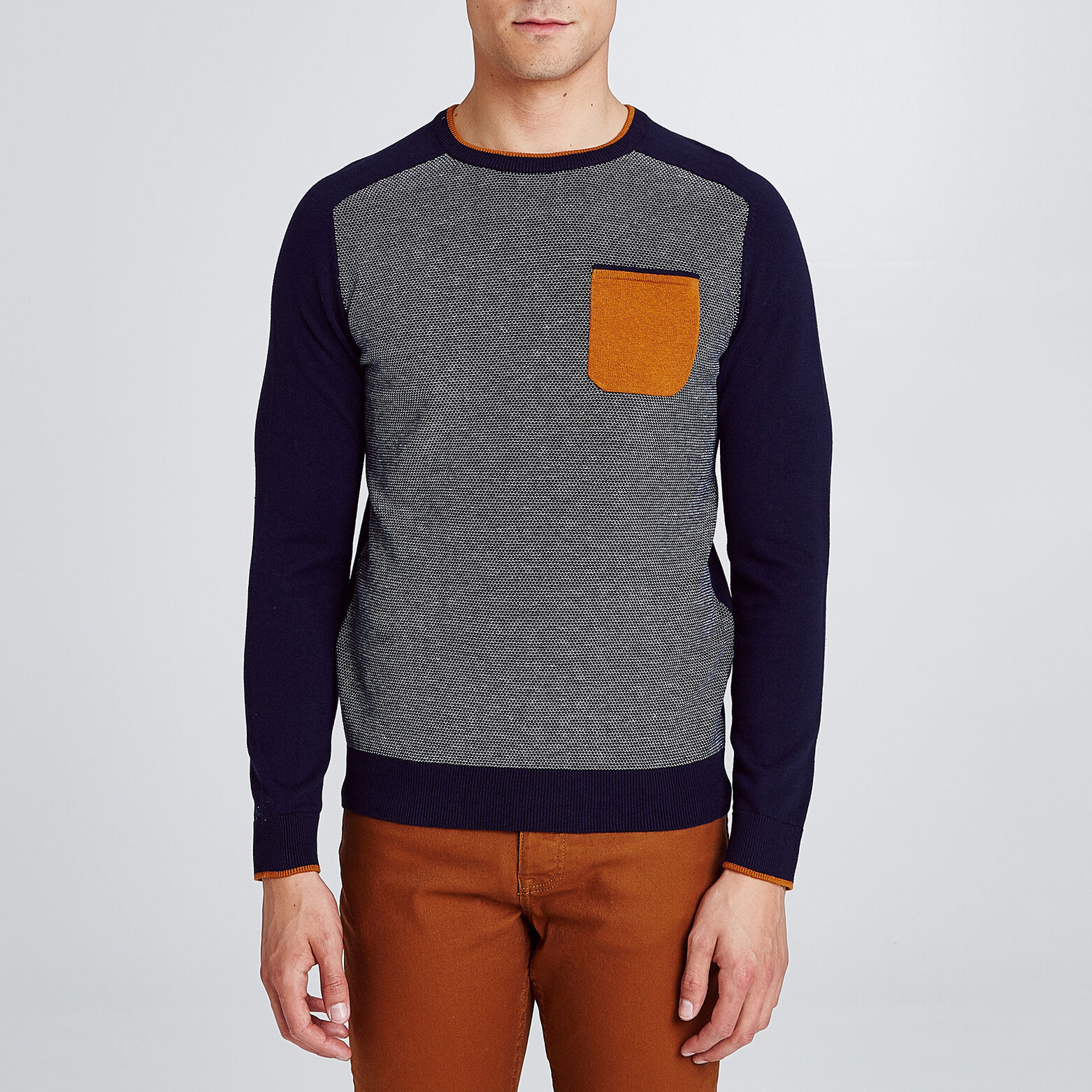 Pull col rond micro jacquard