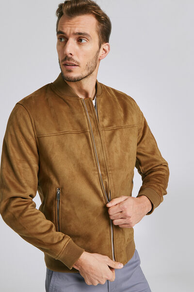 Blouson suédine col teddy