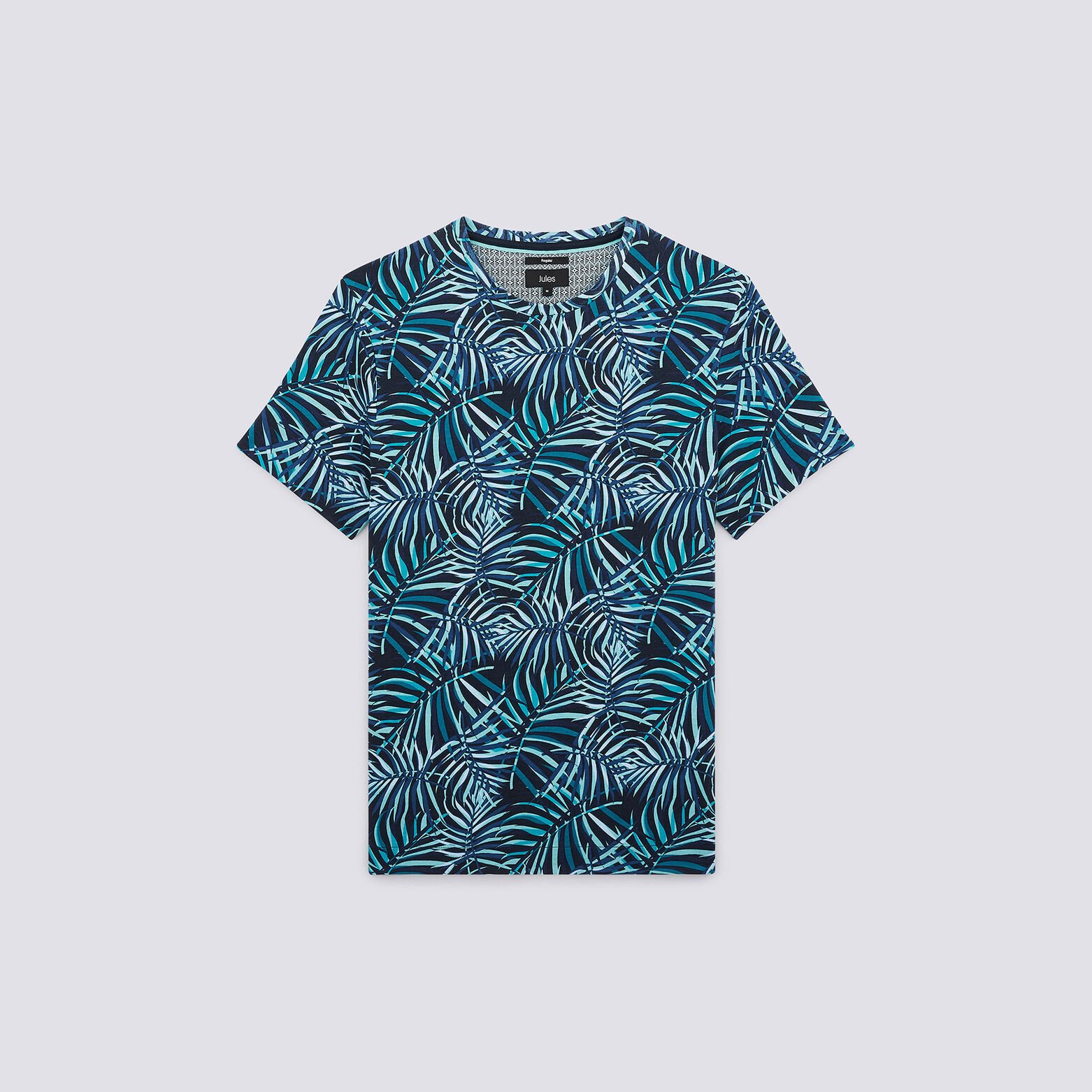 Tee shirt col rond motif feuillage