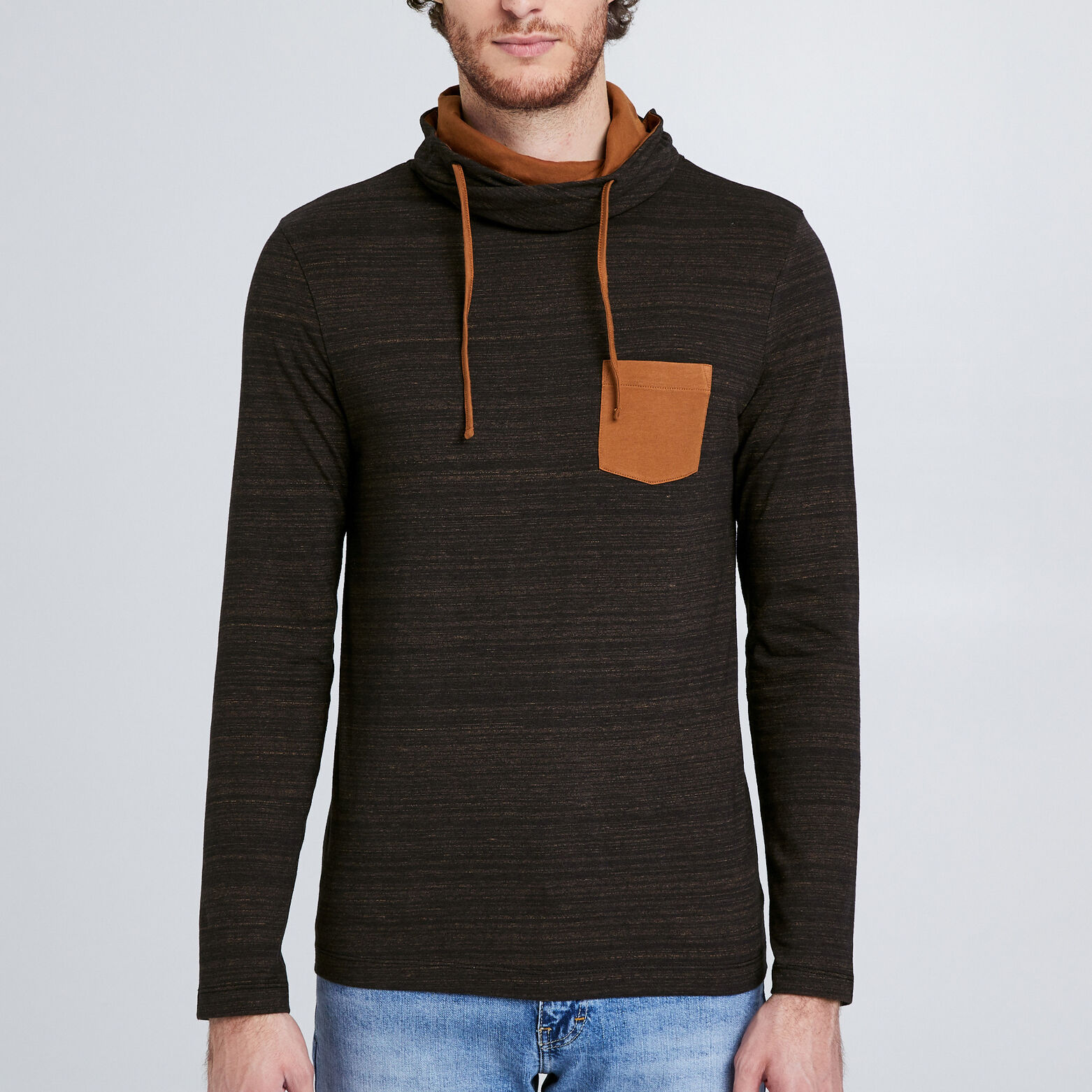 Tee shirt col snood chiné