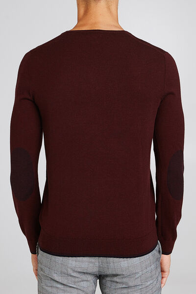 Pull laine mérinos uni col V