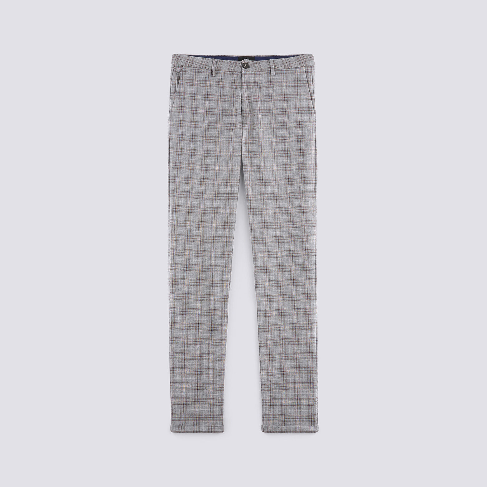 Pantalon chino slim à carreaux chiné