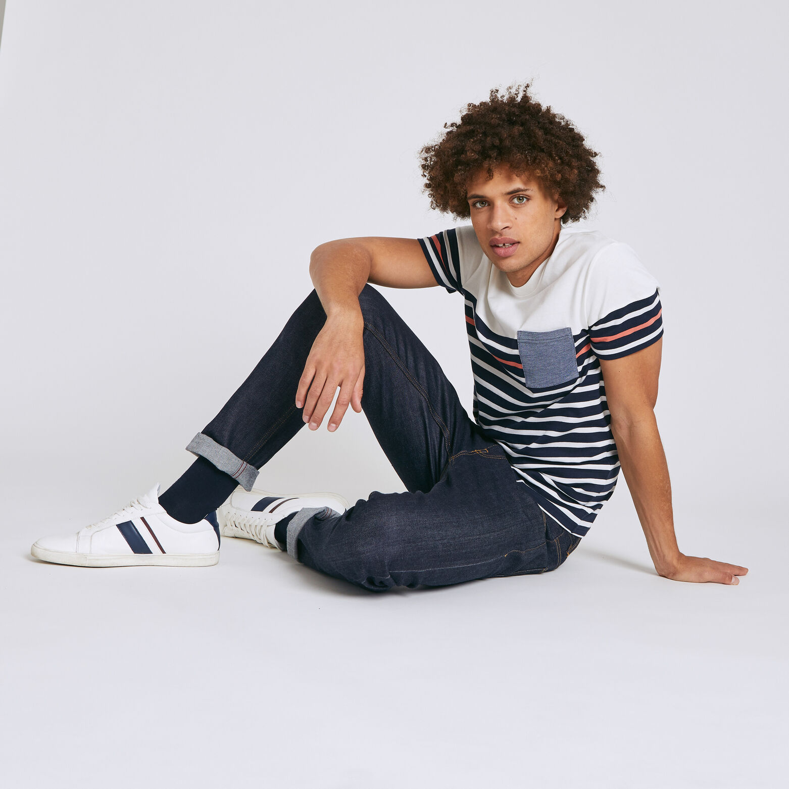 Tee shirt marinière colorblock