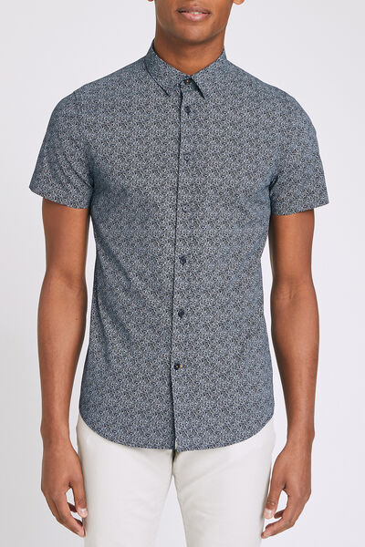 Chemise manches courtes slim imprimée