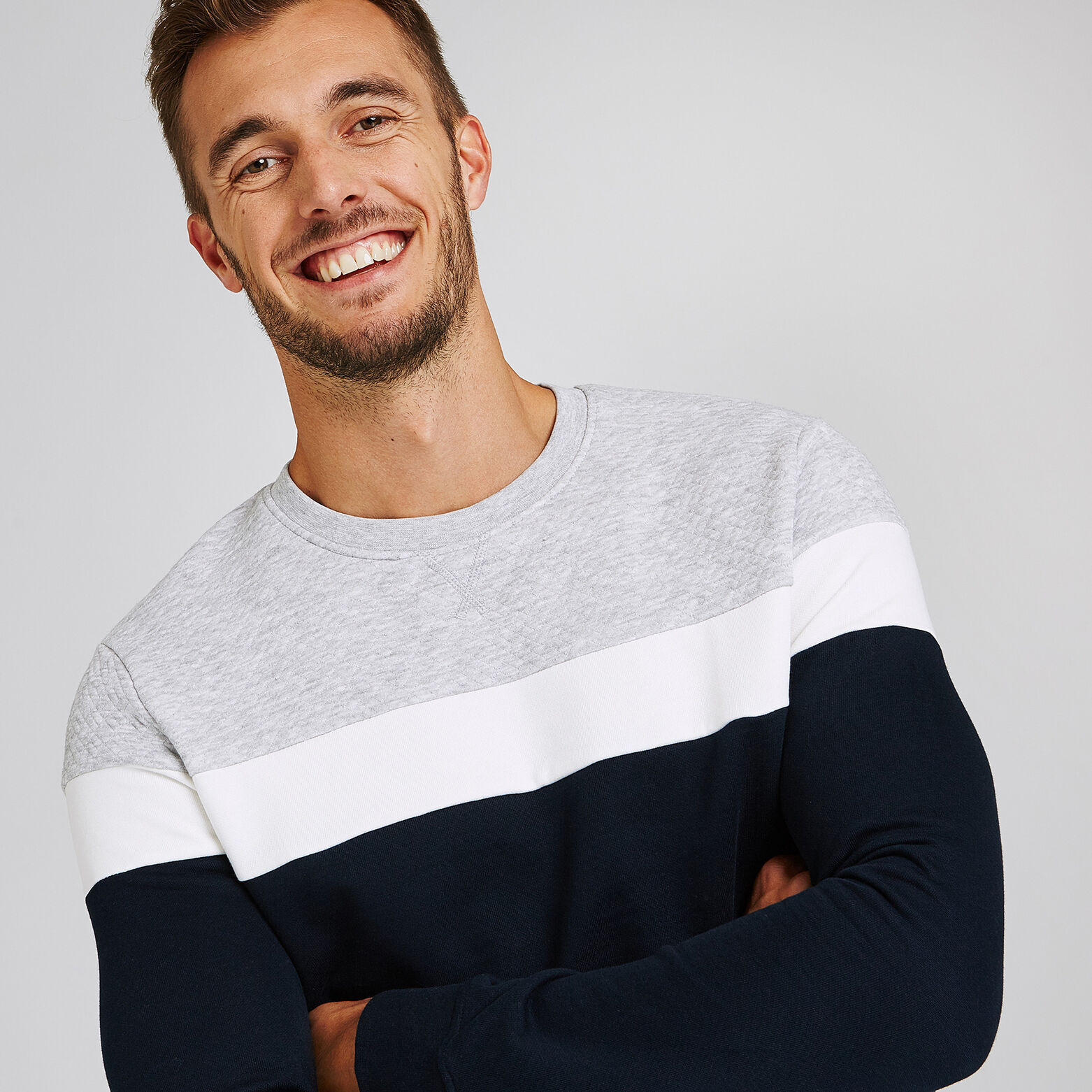 Sweat color block maille fantaisie
