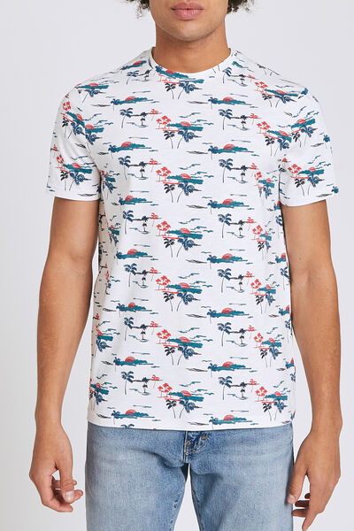 Tee shirt manches courtes imprimé all-over palmier