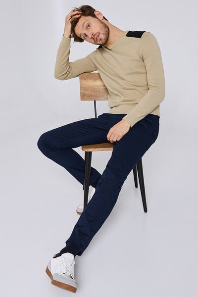 Pull col rond maille piquée
