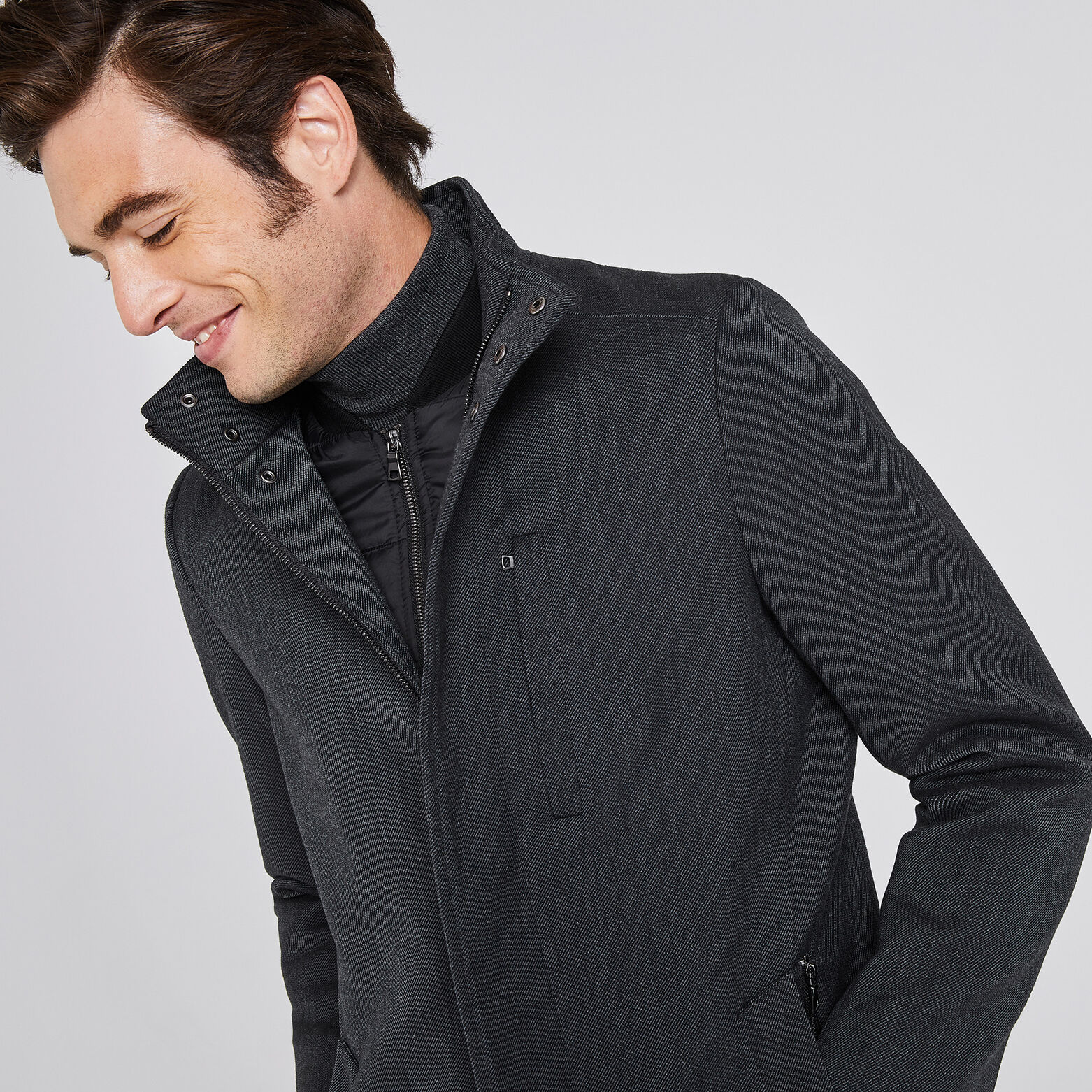 Manteau long zippé doublure amovible