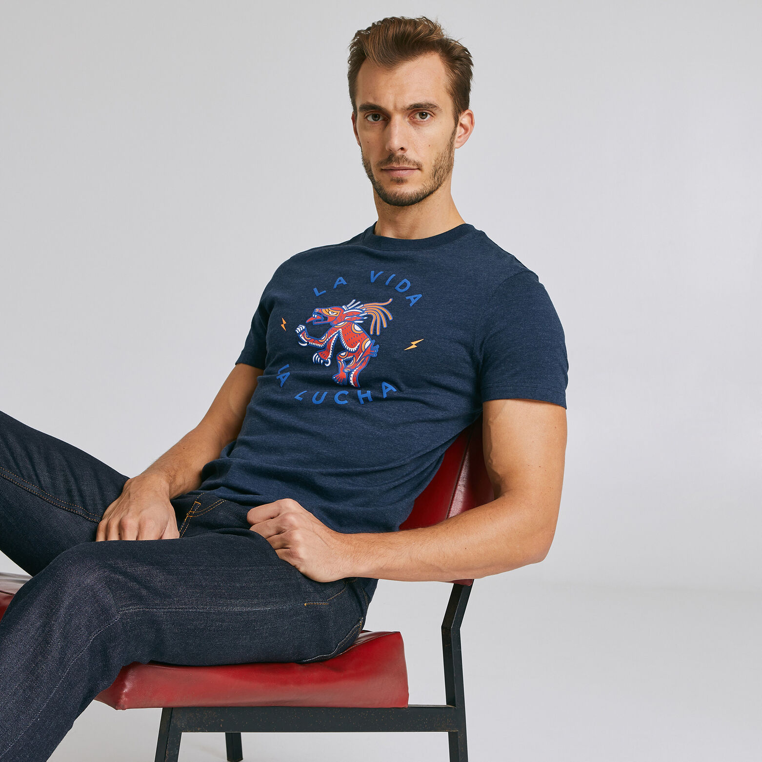 Tee shirt manches courtes imprimé animal aztèque