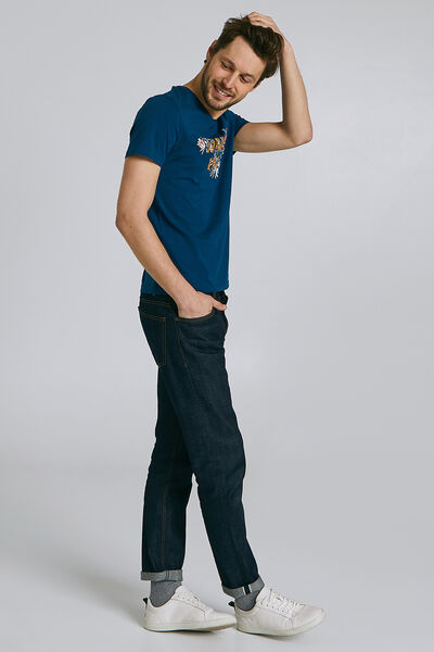 Tee shirt manches courtes col V imprimé WAVE LIFE