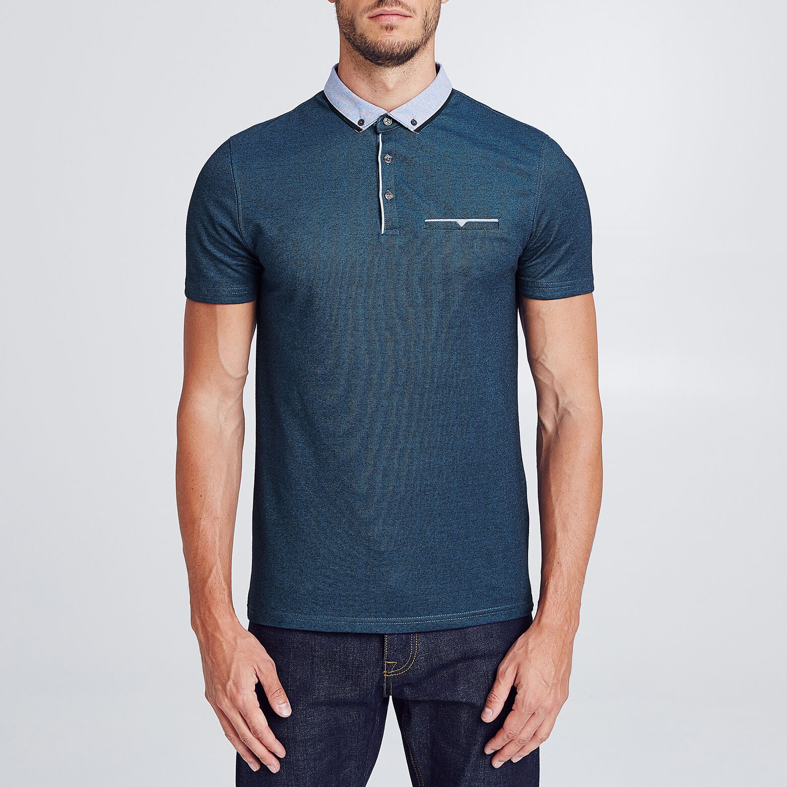 Polo manche courte col oxford