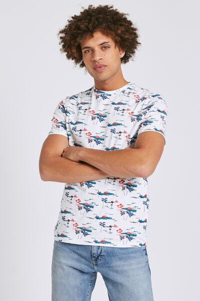 Tee shirt manches courtes imprimé all-over palmier
