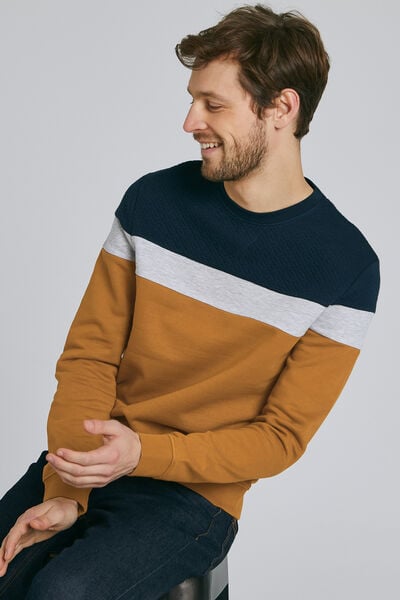 Sweat color block maille fantaisie