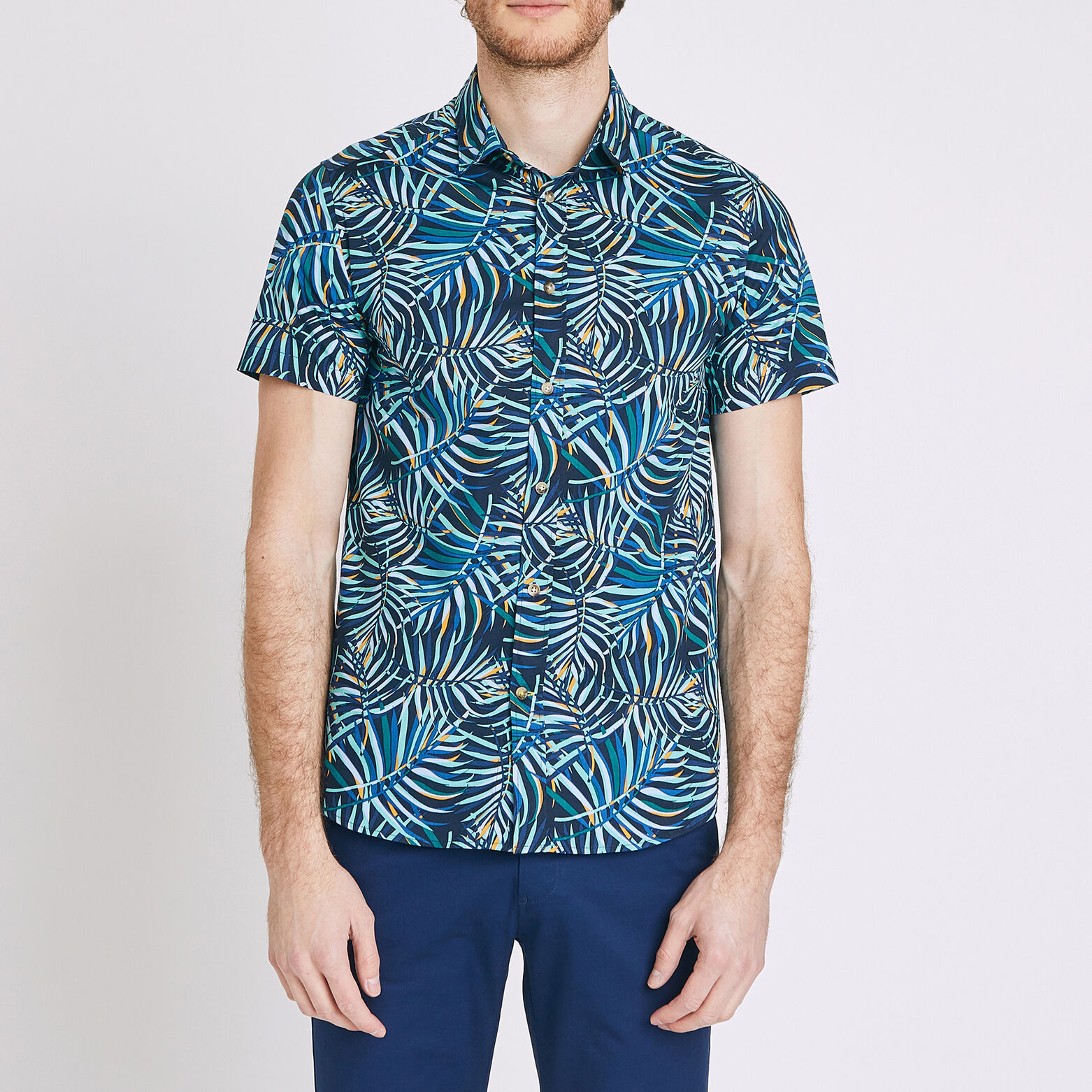 Chemise manches courtes slim imprimée