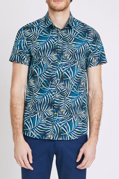 Chemise manches courtes slim imprimée