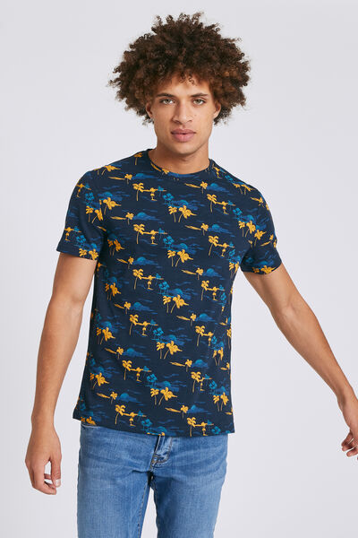Tee shirt manches courtes imprimé all-over palmier