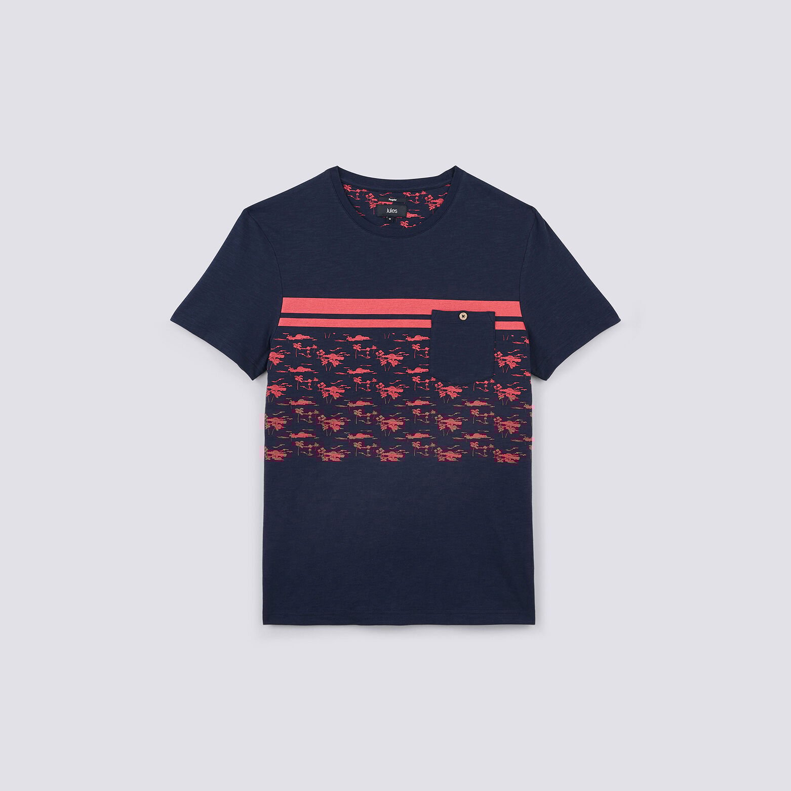 Tee shirt colorblock fantaisie palmiers