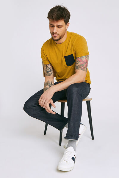 T-shirt matière fantaisie poche contrastée