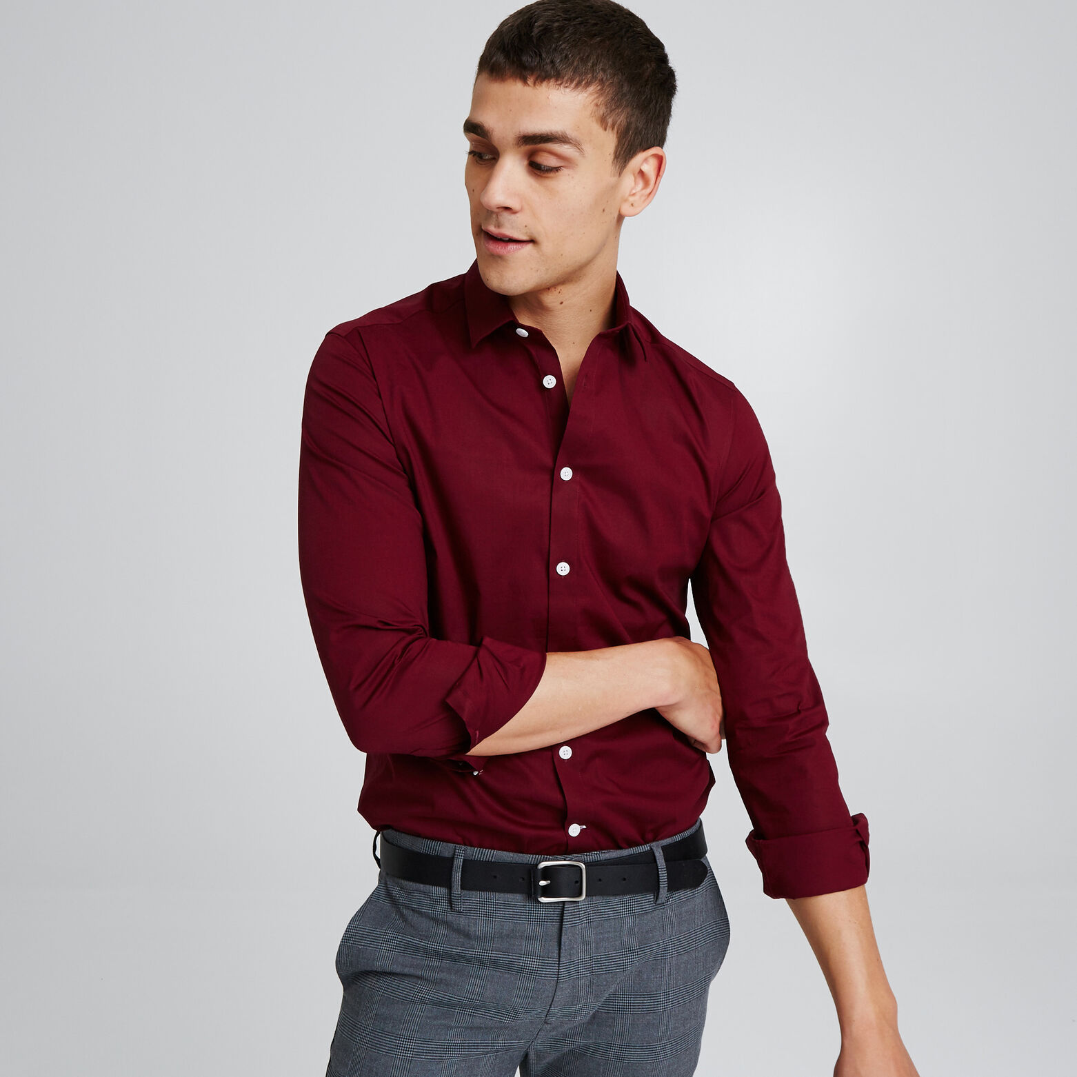 Chemise slim en popeline stretch