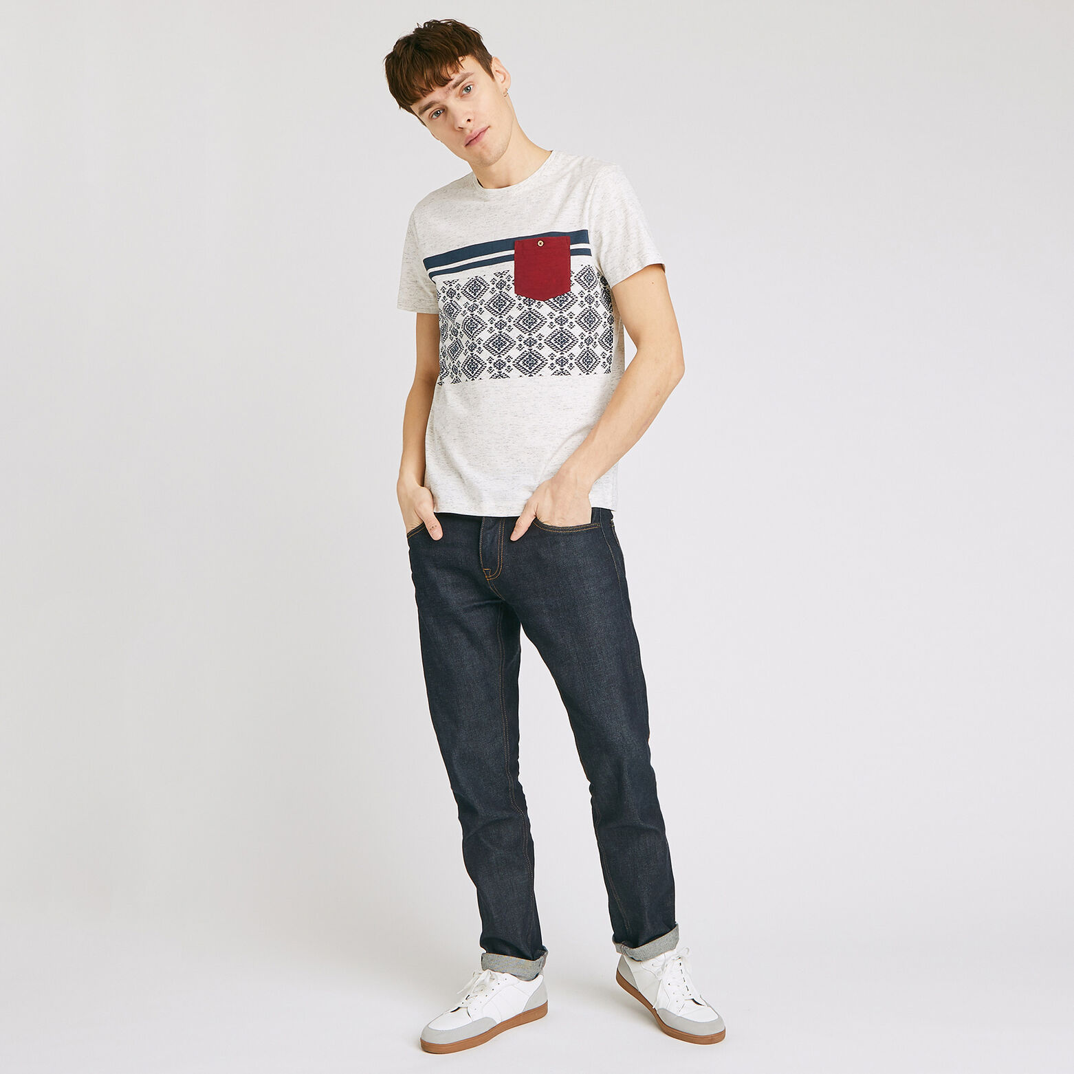 T-shirt colorblock imprimé aztèque