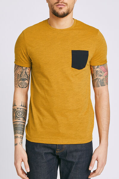 T-shirt matière fantaisie poche contrastée