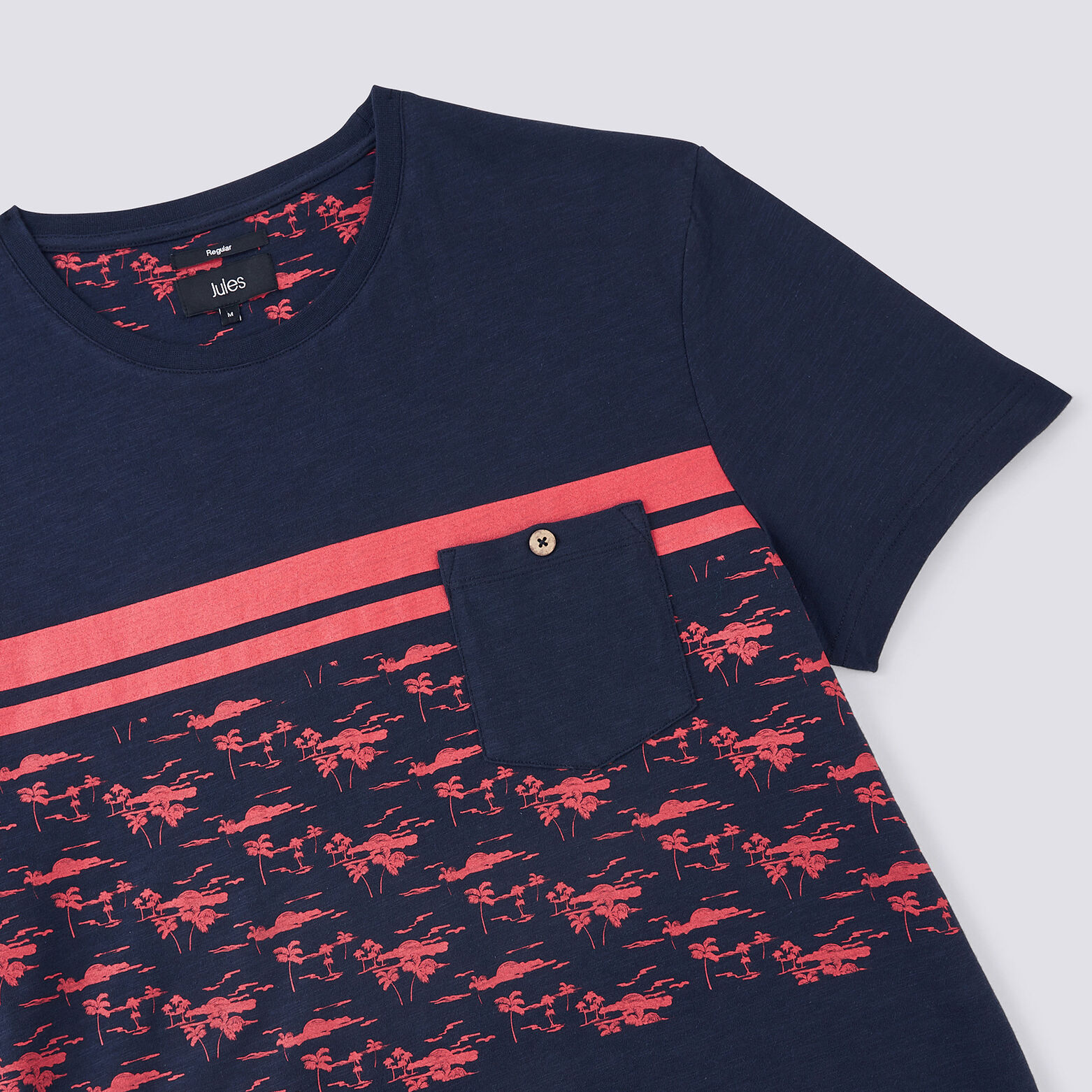 Tee shirt colorblock fantaisie palmiers