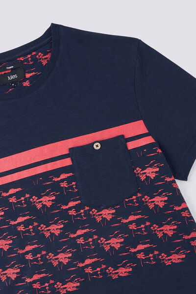 Tee shirt colorblock fantaisie palmiers