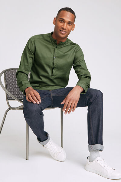 Chemise regular col officier coton