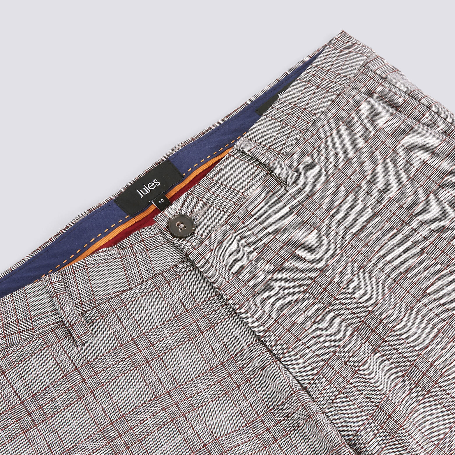 Pantalon chino slim à carreaux chiné