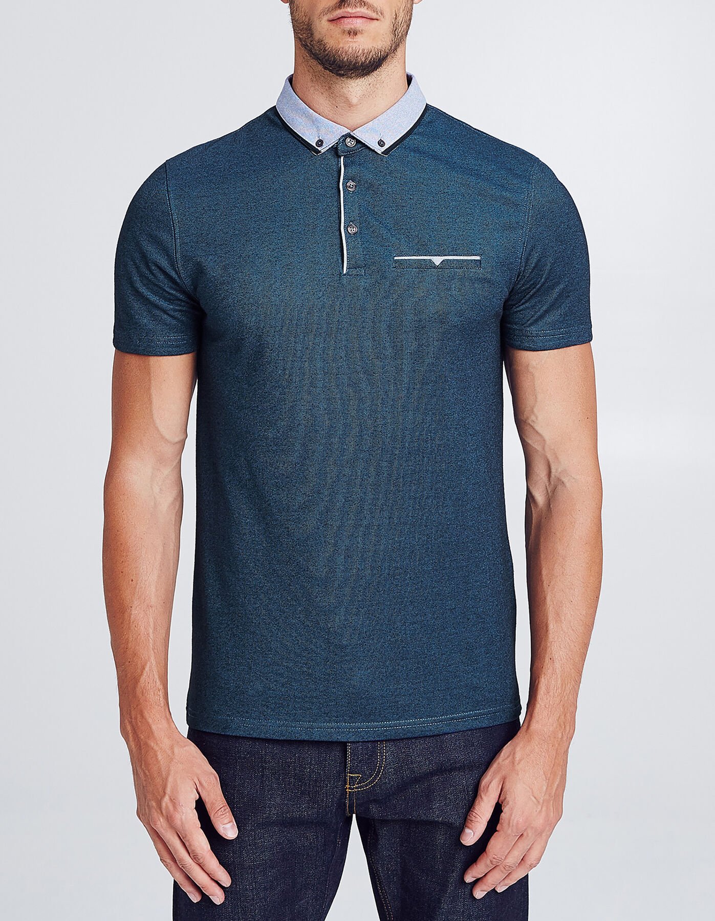 Polo manche courte col oxford