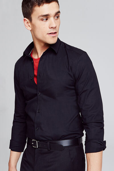 Chemise slim en popeline stretch