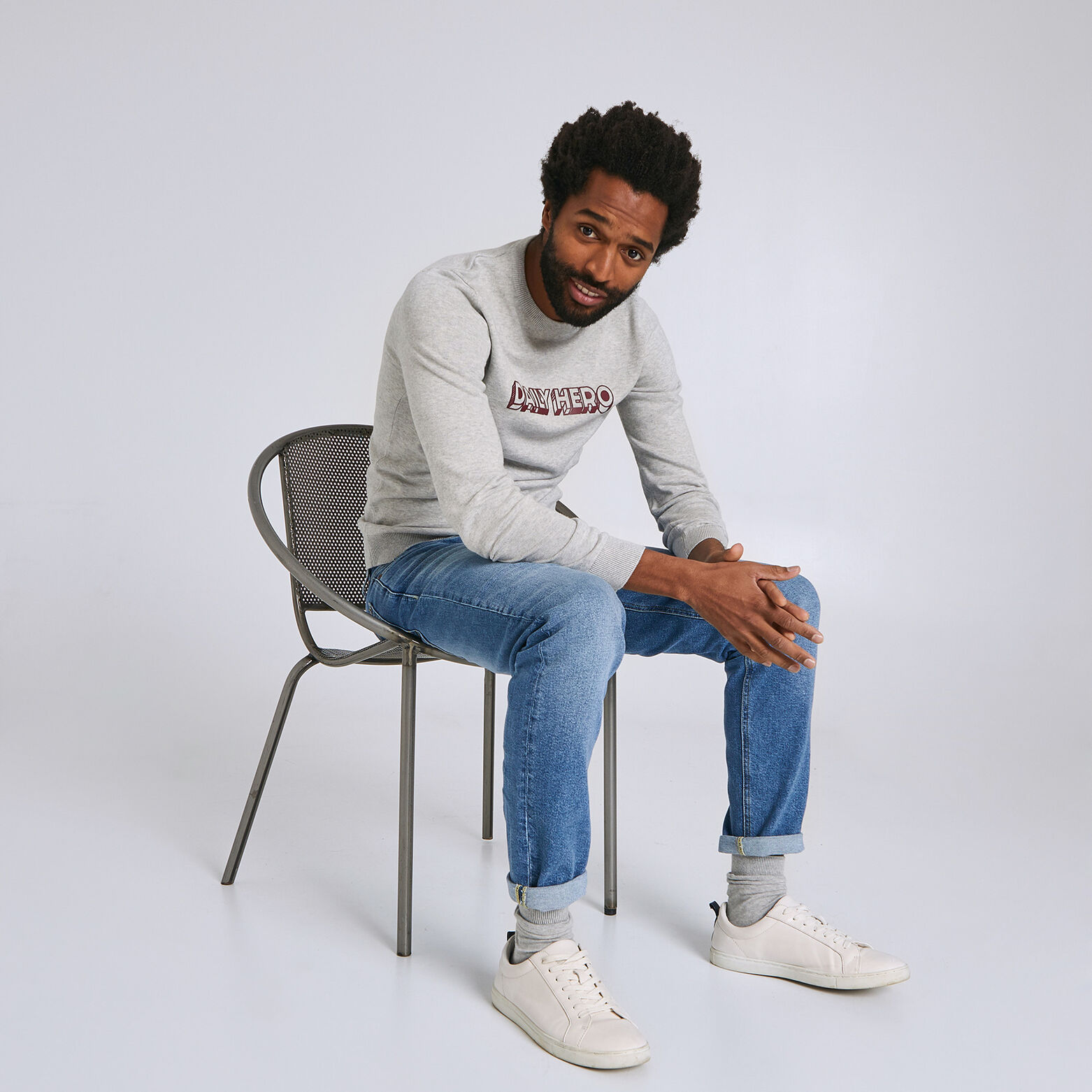 Pull jersey message floqué DAILY HERO
