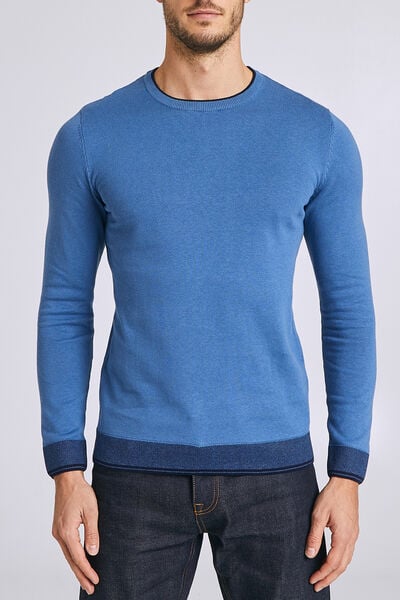 Pull col rond jeu de points